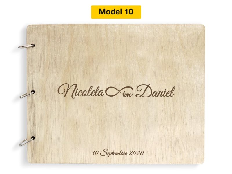 Guestbook nunta cu coperta din lemn personalizat Gravat Model 10