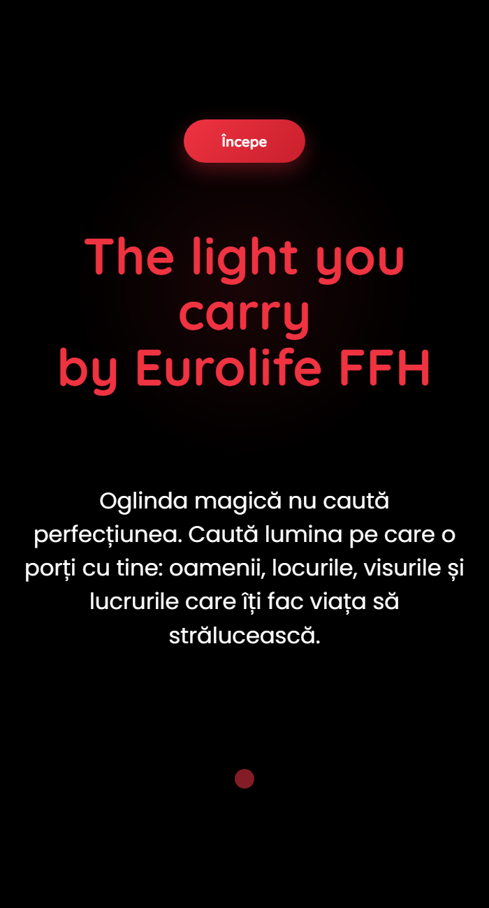 Studiu de caz: Oglinda Foto OMG și Quiz-ul Eurolife FFH la Nostalgia Retro Disco Future 4 Ecranul de start al quiz-ului Eurolife FFH, mereu activ pe oglindă