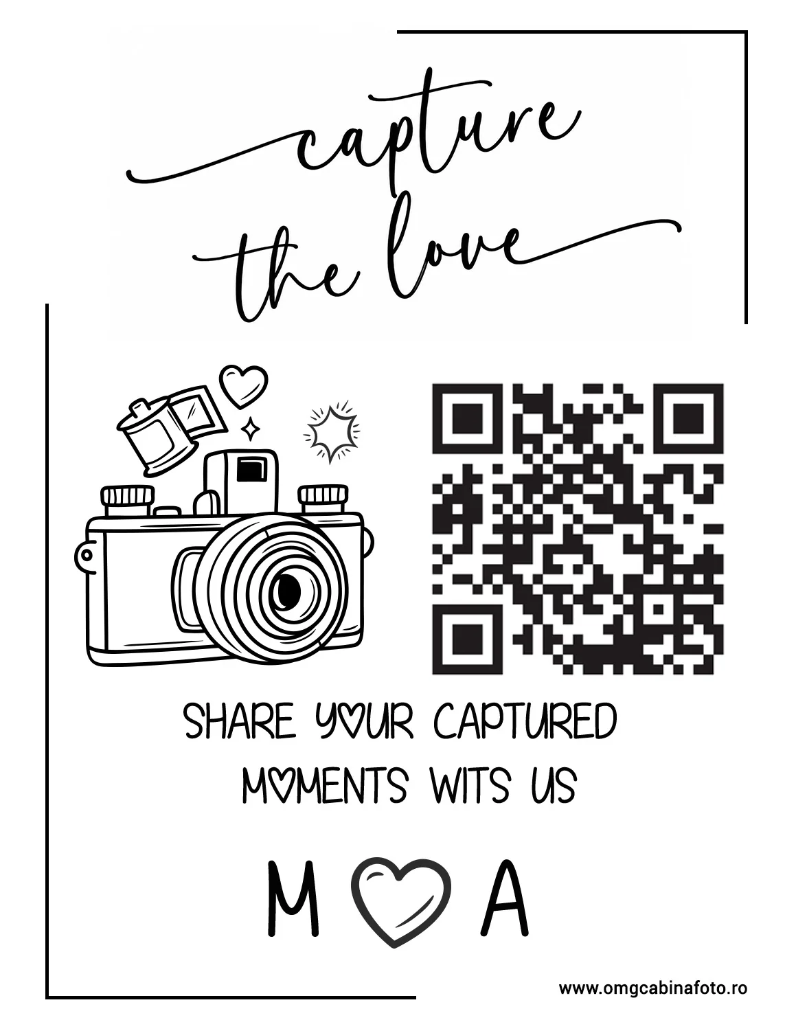 Carduri QR personalizate tip călăreț | QR Stories 32 Model C15 de card QR tip călăreț, față-verso, personalizabil pentru nuntă, botez sau eveniment corporate